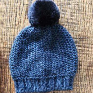 NWOT Fratelli Talli Firenze Italia Charcoal Gray Wool Pom Pom Beanie Hat